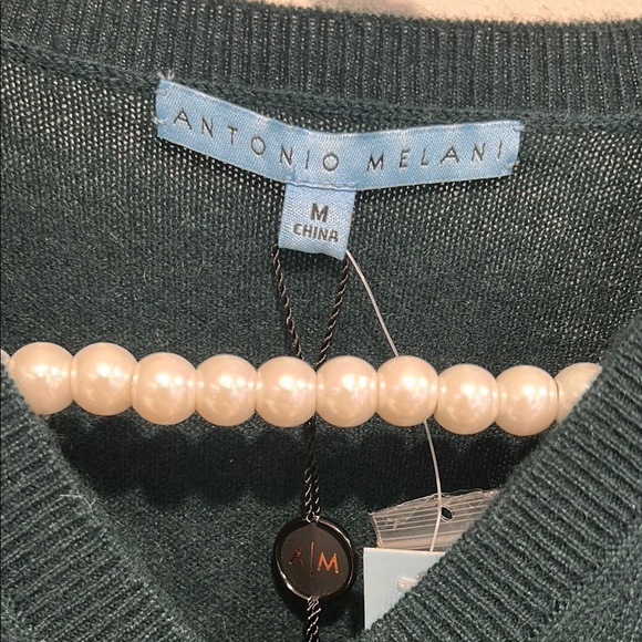 ANTONIO MELANI Dark Green V-Neck Sweater cashmere pullover medium - Picture 2 of 10